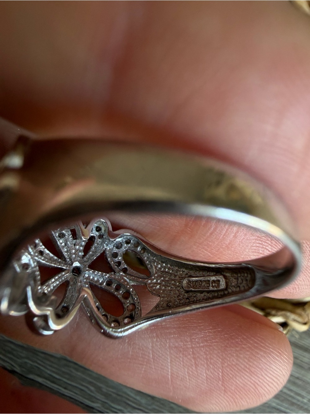 Vintage Designer SW Floral Sterling Silver Ring - Sz 8.5 - Picture 7 of 7